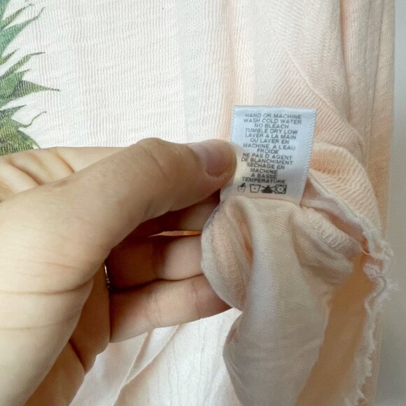 Wildfox Pineapple Graphic Long Sleeve Crop Top T-Shirt Orange S Womens Crew Neck - Picture 5 of 7